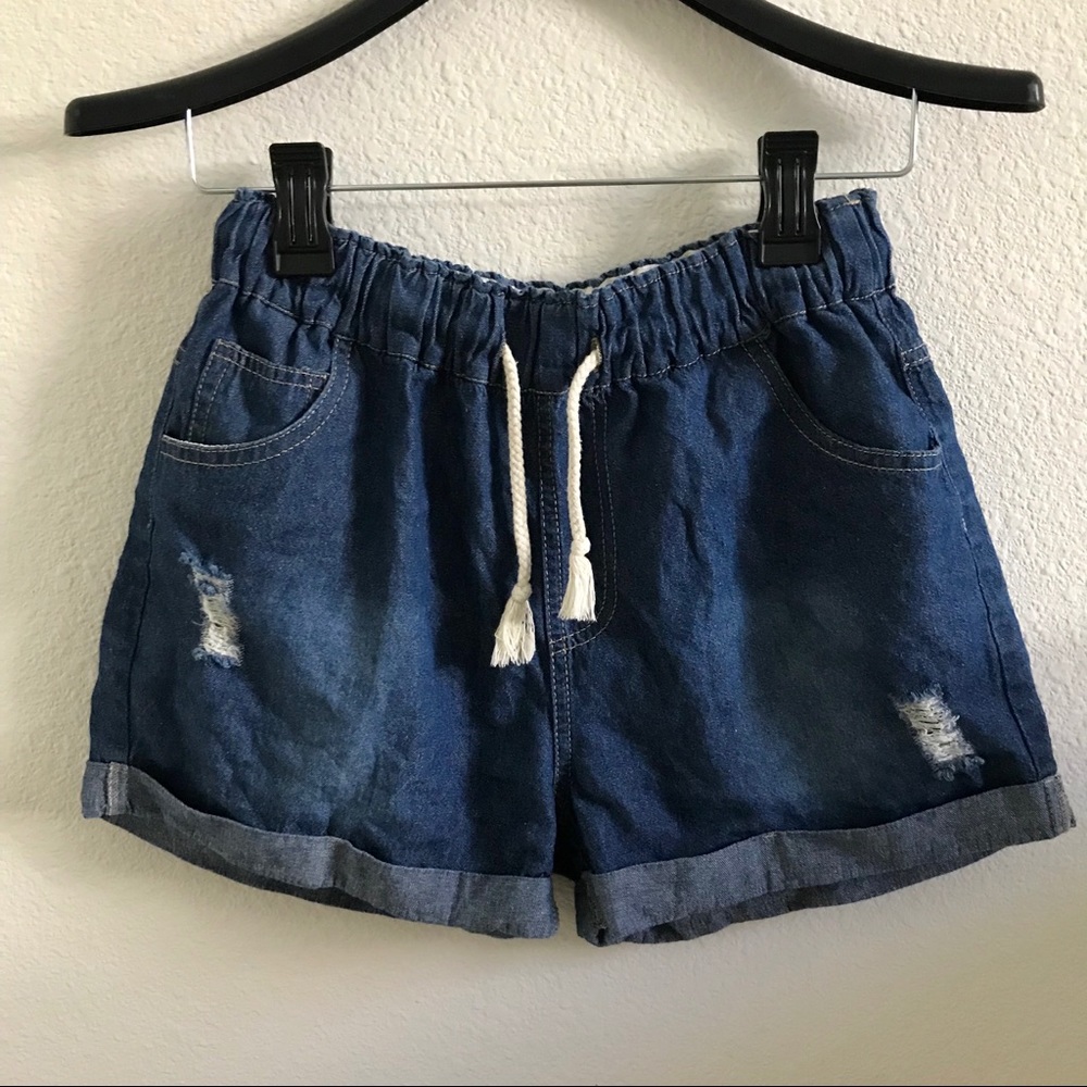 Denim Shorts with Drawstring